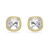 Una Yellow Gold Clear Stone Cushion Stud Earrings