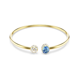 Chroma Yellow Gold Tone Blue & Clear Stone Bangle