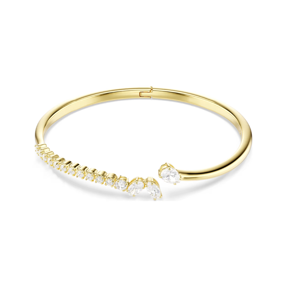 Mesmera Yellow Gold Tone Clear Stone Bangle