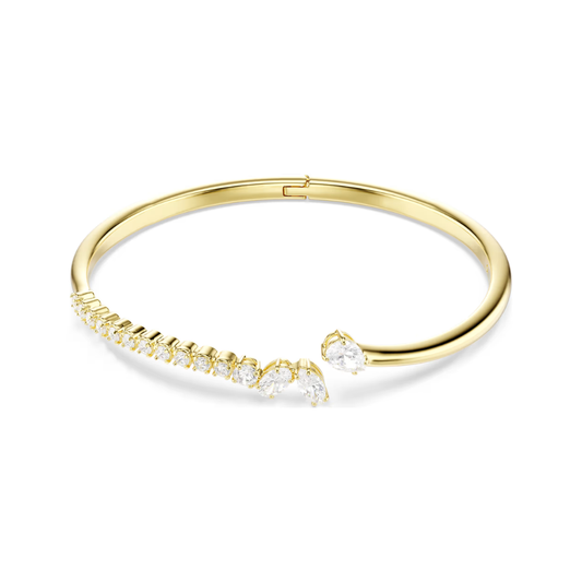 Mesmera Yellow Gold Tone Clear Stone Bangle