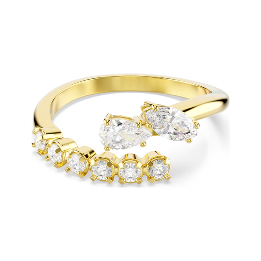 Mesmera Yellow Gold Tone Clear Stone Ring