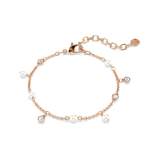 Imber Rose Gold Tone Pearl & Clear Stone Bracelet