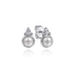 Sterling Silver Diamond Bujukan Pearl Stud Earrings