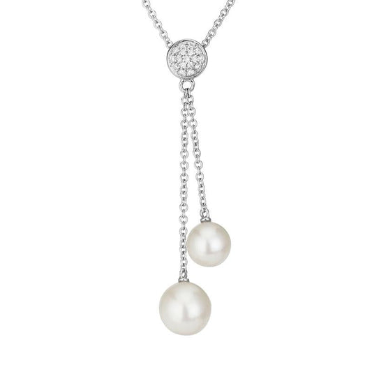 Pearl Diamond Dangle Necklace