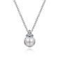 Sterling Silver Diamond Bujukan Pearl Pendant Necklace