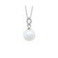 14K White Gold Pearl with Diamond Drop Pendant