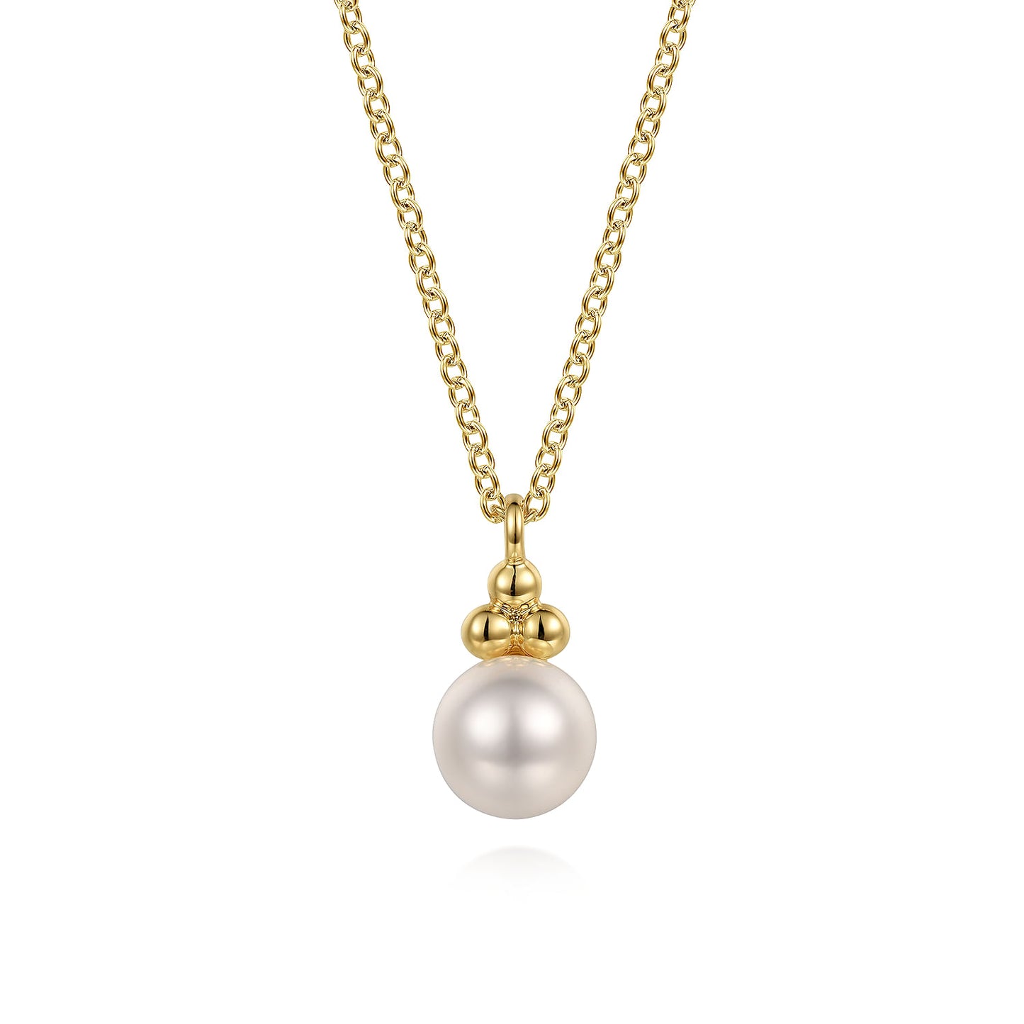 14K Yellow Gold Freshwater Pearl Bujukan Drop Pendant Necklace
