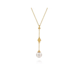 14K Clover Bujukan Freshwater Pearl Drop Necklace