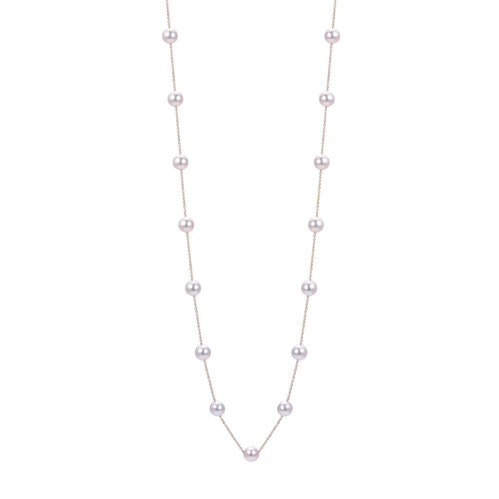 Akoya Pearl Station Necklace 18"