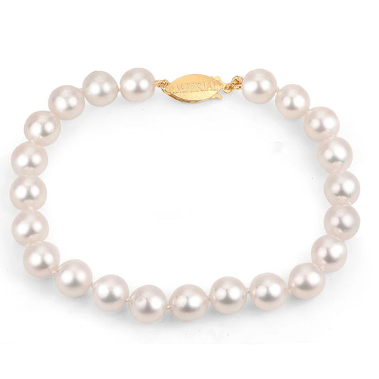6 - 6.5mm "A" Quality Akoya Pearl Bracelet with 14K Yellow Gold Clasp