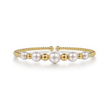 14K Freshwater Pearl Station Bujukan Bangle Bracelet