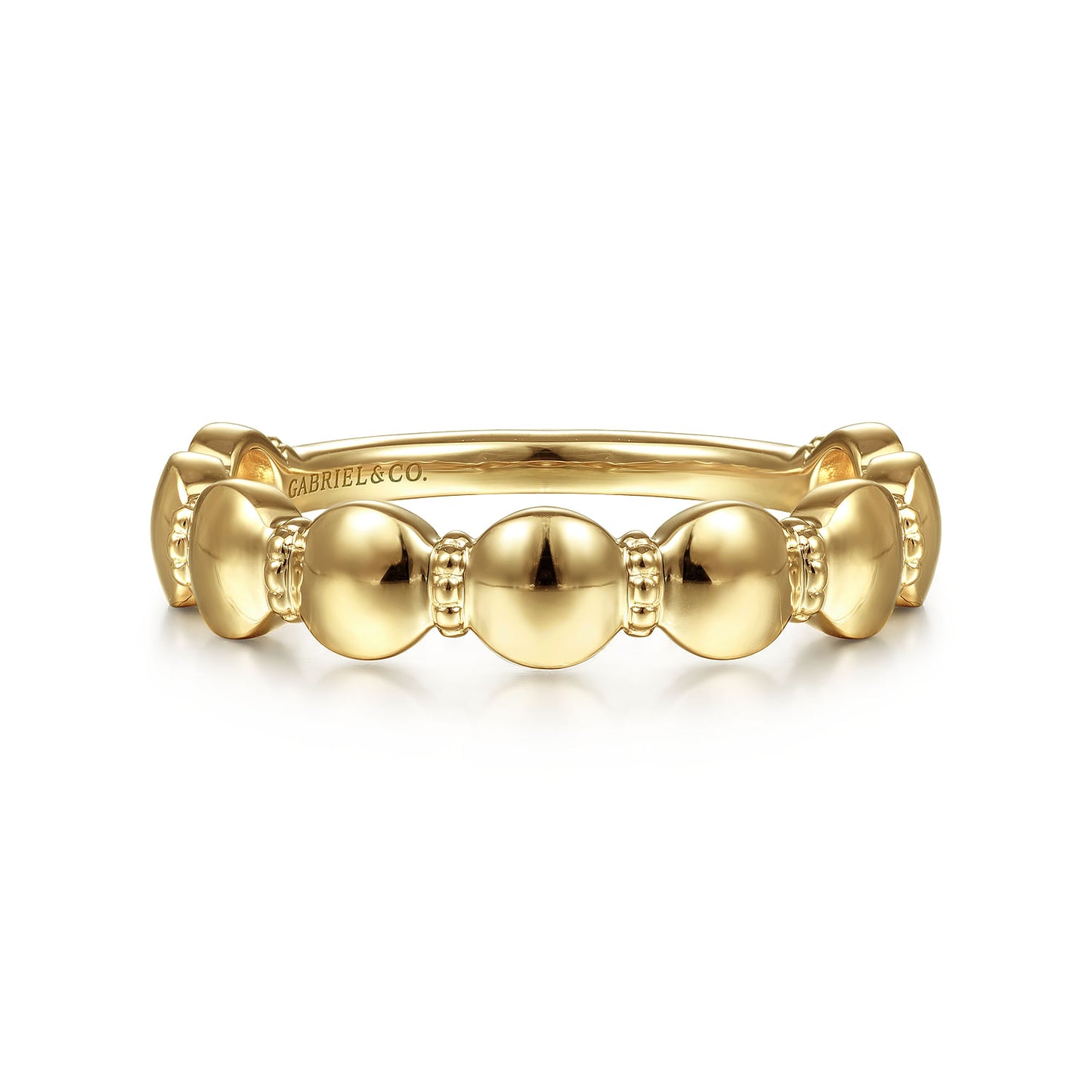 14K Yellow Gold Round Station Stackable Band
