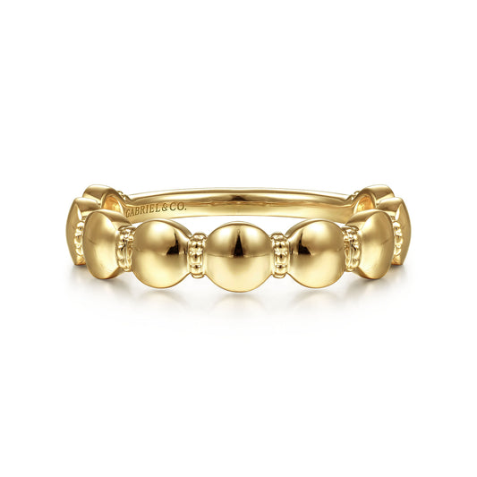 14K Yellow Gold Round Station Stackable Band