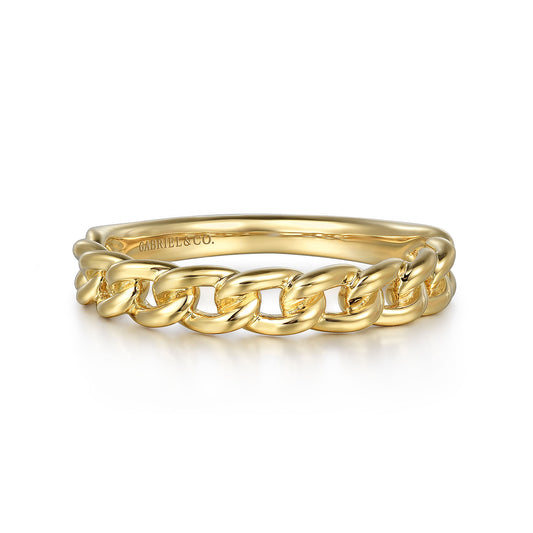 14K Yellow Gold Cuban Link Stackable Band