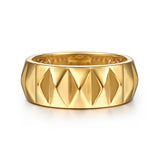 14K Yellow Gold Wide Pyramid Bold Stackable Band