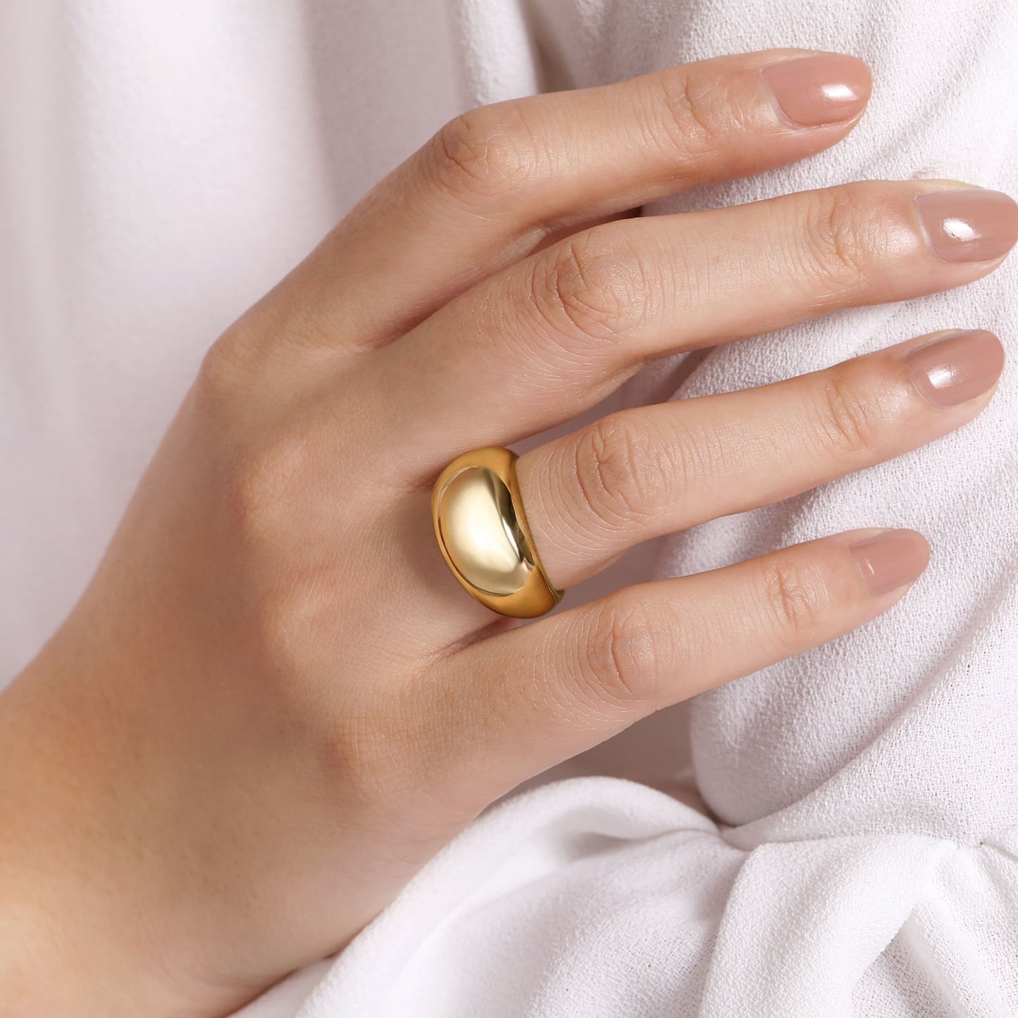 14K Yellow Gold High Polished Domed Ring