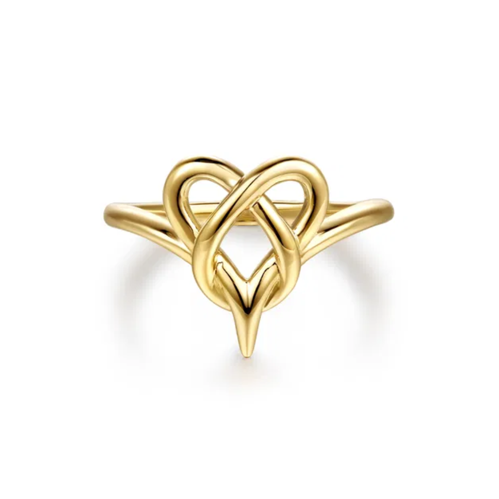 14K Yellow Plain Gold Heart Infinity Ring