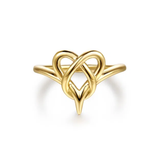 14K Yellow Plain Gold Heart Infinity Ring