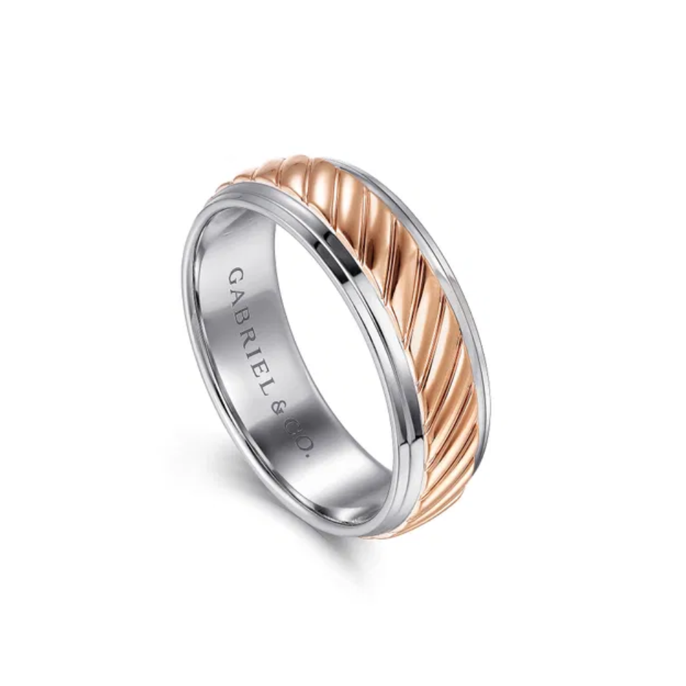 SAMPLE -Two Toned Carved Men's Wedding Band