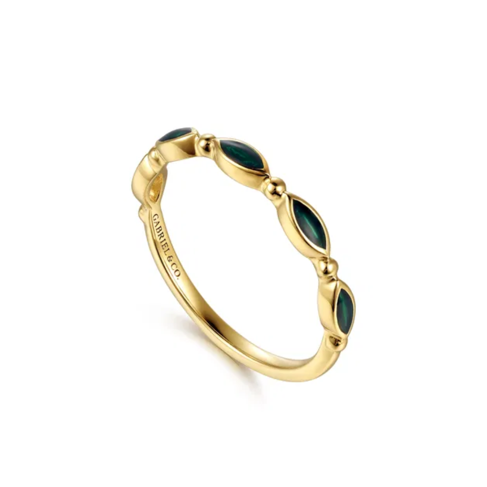 14K Bujukan Ball And Marquise Shaped Stackable Band
