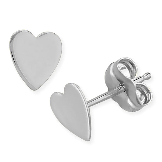 14K White Gold Heart Earrings