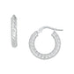 14K White Gold Ribbed Hoop Earrings