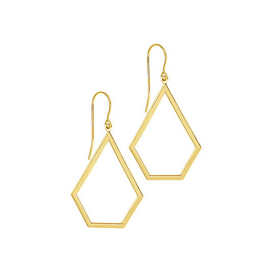 14K Yellow Small Gold Pentagon Shaped Drop Earrings