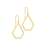 14K Yellow Small Gold Pentagon Shaped Drop Earrings