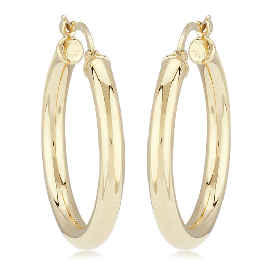 14K Gold Tube Hoop Earrings