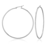 14K White Gold Thin Large Hoop Earrings