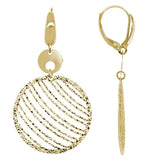 14K Y/G Cut Out Patterned Circle Dangle Earrings With Leverbacks