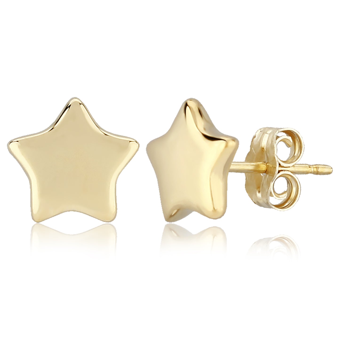 14K Flat Star Stud Earrings