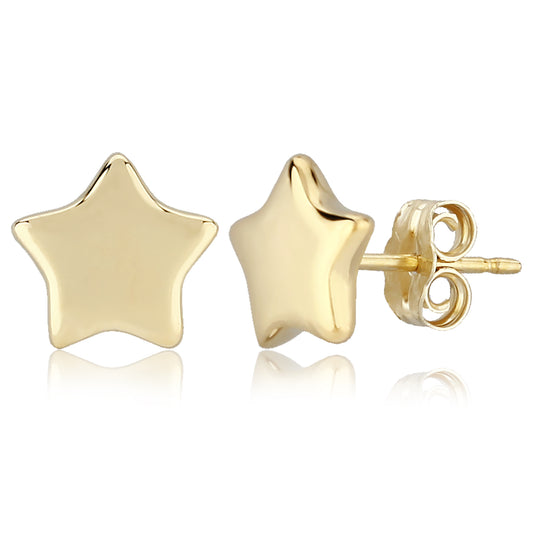 14K Flat Star Stud Earrings