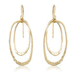 14K Hammered Dual Oval Hoop Earrings