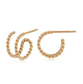 14K Twist Double Hoop Earring