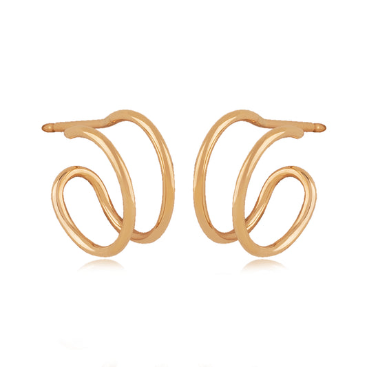 14K Plain Double Hoop Earring
