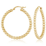 14K Med Beaded Hoop Earring
