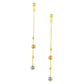 14K Tri Color Bead Station On Cable Chain Post Earrings