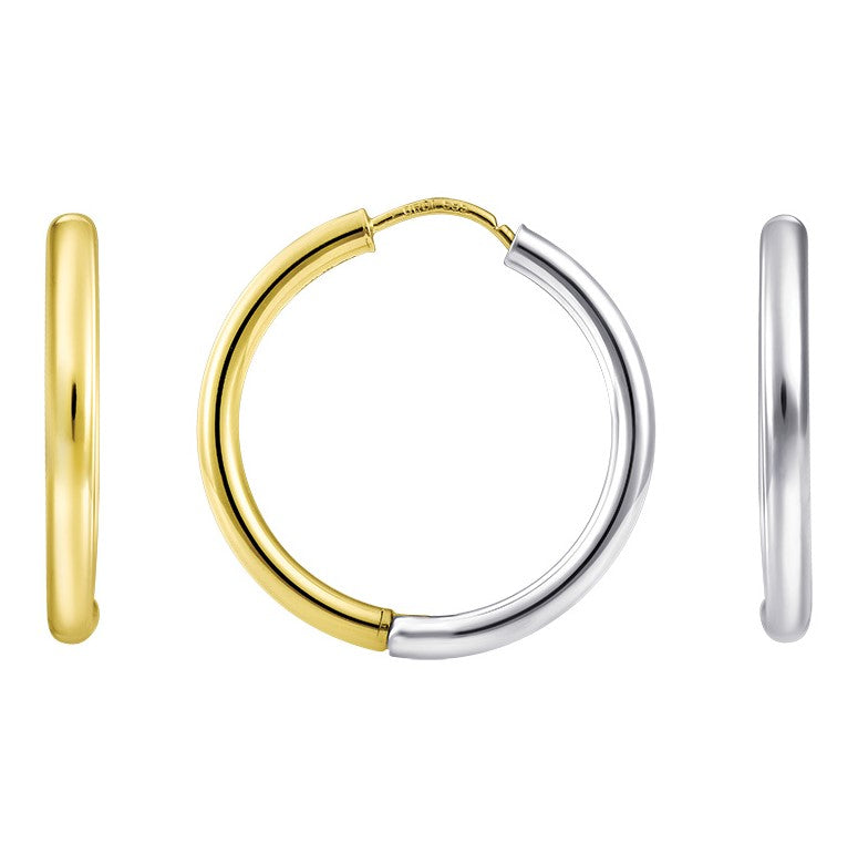 14K Two Toned Reversible Hoop Earrings