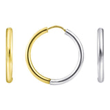 14K Two Toned Reversible Hoop Earrings