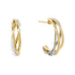 14K Two Tone Braided Open Hoop Earrings