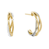 14K Two Tone Braided Open Hoop Earrings