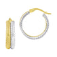 14K Two Toned Twisted Pattern Hoop Earrings