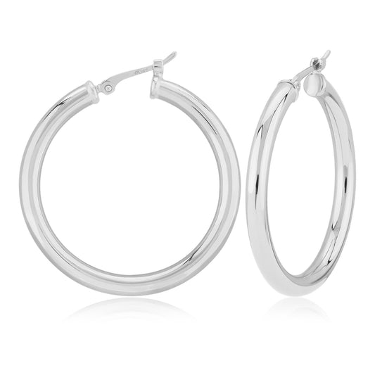 14K White Gold Hoop Earrings