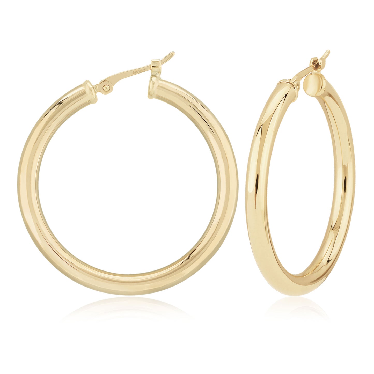 14K Large Tube Hoop Earrings
