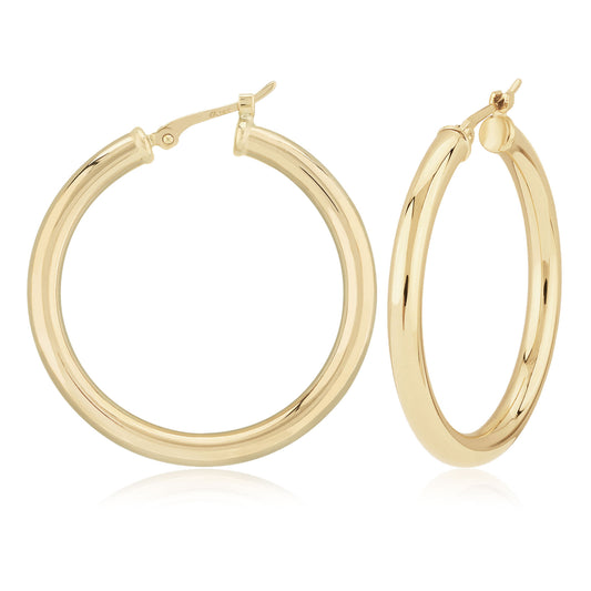 14K Large Tube Hoop Earrings