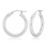 14K White Gold Small Tube Hoop Earrings