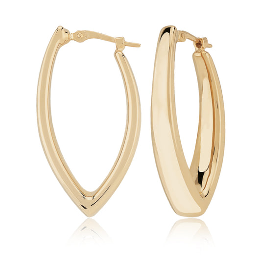 14K Yellow Gold Plain "V" Hoop Earring