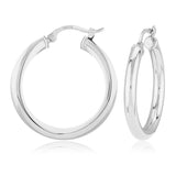 14K White Gold Tube Hoop Earrings