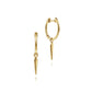 14K Yellow Gold Huggies With Spike Drop Earrings